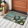 thumbnail image 5 of Daisy Flower 2'x3' Rug, Vintage Horseshoes Farmhouse Wooden Grain Teal Non-Slip Soft Doormat Area Rugs for Entrance Bathroom Bedsides, Front Doormat Carpet for Kitchen Bedroom, Entryway Floor Mat, 5 of 9