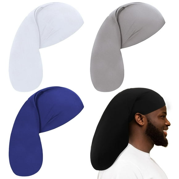 Tatuo 4 Pieces Unisex Jumbo Dreadlock Cap Long Hair Dreads Head Wrap Sleeping Cap Hair Accessories Sleep Bonnet for Men Women(Black, White, Light Grey, Royal Blue,Simple Style)