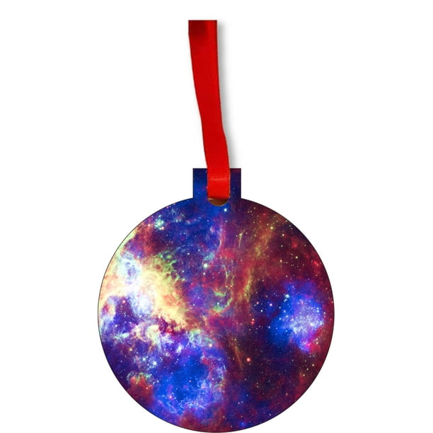 Galactic Outer Space Galaxy Round Shaped Flat Hardboard Christmas