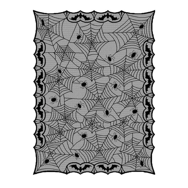 Halloween Lace Tablecloth 47In X 63In Halloween Tablecloth Cobwebbat Tablecloth Lace Polyester Tablecloth