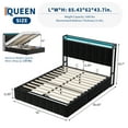 thumbnail image 4 of Queen Bed with LED Lights and Lift-Up Storage, Velvet Upholstered Platform Frame Features Power Outlets & Hydraulic Base, No Box Spring, Black, 4 of 10