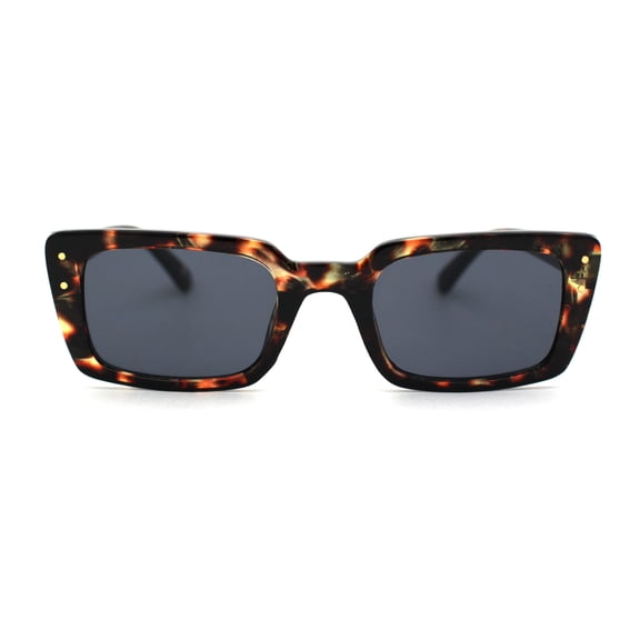 Womens Narrow Rectangular Dad Shade Hipster Sunglasses Tortoise Black