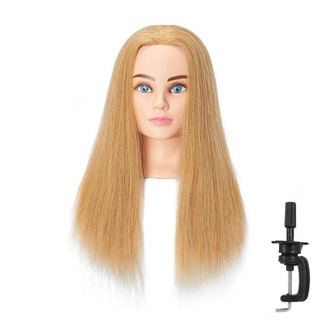 Hairingrid Tête de Mannequin 24 Pouces"-26 Pouces" 100 % Cheveux Humains Coiffeur Cosmétologie Mannequin Formation Pince à Cheveux et Cheveux Gratuits (R71906W2718H)