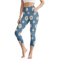 thumbnail image 2 of Yertdoel Capri Leggings for Women High Waist Floral Print Slim Fit Stretch Yoga Capri Pants Daily Sports Casual Workout Trousers with Pockets, 2 of 9