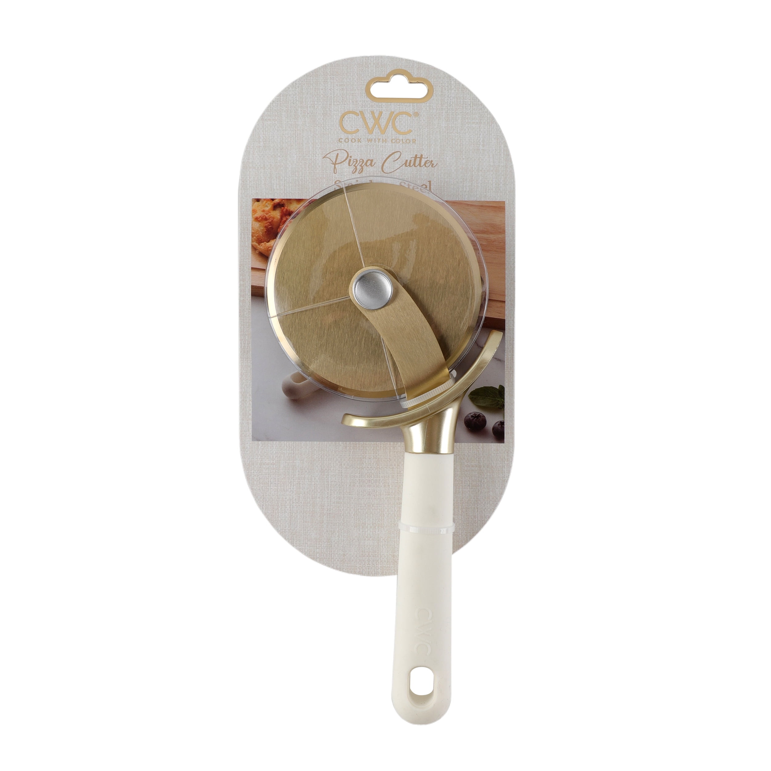 Cook with Color Stainless Steel Pizza Cutter Wheel with Blade Guard, Sharp & Versatile, Dishwasher Safe