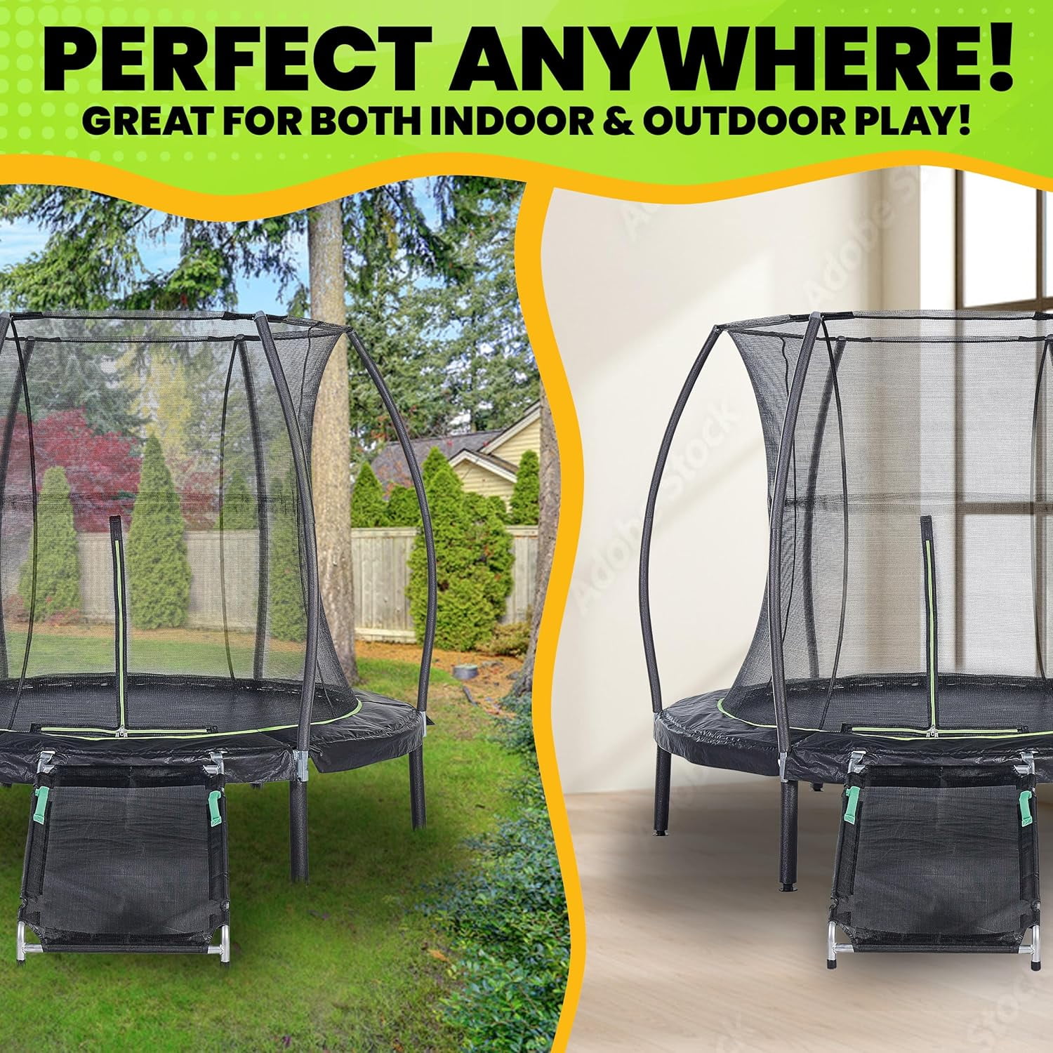 JumpKing 7ft Round Trampoline with Enclosure and Ramp – Perfect for Indoor and Outdoor Fun!
