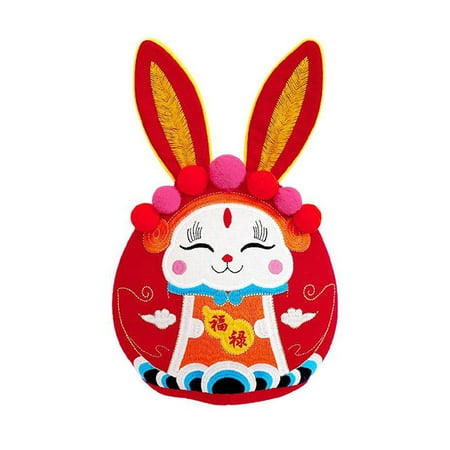 

Mubineo Cute Plush Doll Vintage Embroidery Lucky Rabbit Shape Hanging Pendant Decoration Stuffed Soft Toy