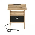 thumbnail image 3 of Furinno Andrey USB and Type-C Port Charging Station End Table with Storage Bin, Flagstaff Oak/Black, 3 of 7