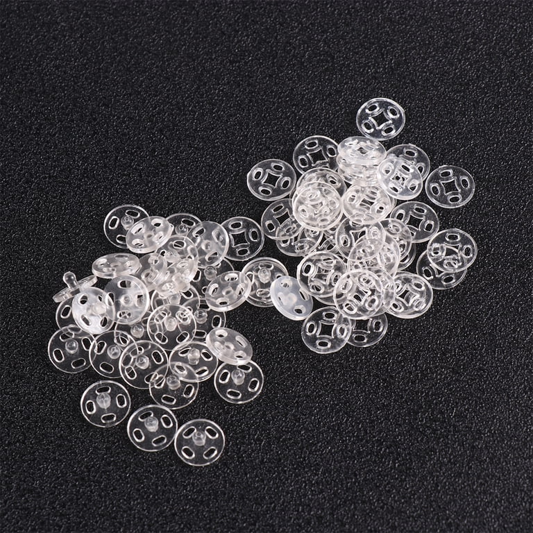100 Pcs Clear Plastic Sew-on Snap Buttons - 7mm, 10mm, 15mm Sizes - Invisible Fasteners For Clothing & DIY Crafts