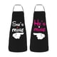 thumbnail image 1 of Naiovety Delantales de cocina de 2 piezas para parejas, idea de regalo y regalos geniales protectores fáciles de limpiar para parejas Cocina y Comedor Negro MI, 1 of 6
