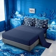 thumbnail image 3 of meiyoeat Sea Animal Shark 7Pcs Queen Bedding For Boys,Ocean Wildlife Print Bedding Comforter Set Queen For Kids,Navy Blue Reversible, 3 of 7