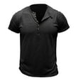 thumbnail image 4 of TSADFHJI Mens 4Xlt Button up Shirts Big And Tall Christmas Male Spring And Summer Short Sleeve Henley Solid Color Multi Buttons Design Top T Shirt Xl Black, 4 of 5