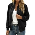 thumbnail image 5 of OGLCCG Women's Bomber Jacket Waterproof Zip Up Long Sleeve Fall Outerwear with Pockets Trendy Casual Windbreaker Jacket,Size S-XXL, 5 of 7