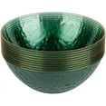 thumbnail image 2 of 12oz Hammered Green Plastic Round Bowls with Gold Rim - Disposable Translucent Plastic Soup Bowls, Heavy Duty Salad Bowls, Dessert Bowl, Baby Showers, Weddings, Birthday Party (10), 2 of 3