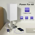 thumbnail image 4 of Fabric Bedside Table Lamp Nightstand Lamp with Warm White LED Bulb Desk Light Touch Control USB A Type-C Charging Ports 2 Power Sockets 3 Levels Dimmable for Living Room Bedroom Study Room Cafe Shop, 4 of 6