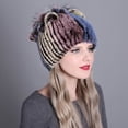 thumbnail image 2 of Contrast Color Furry Hat for Women  Winter Beanie with Patchwork, 2 of 4