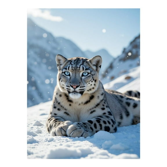 Diamond Art Kit for Adults, Snowy Mountain Leopard Majestic Diamond Painting for Adults Beginners, 5D DIY Diamond Art Painting Kits, Colorful Diamond Painting Craft for Home Decor 12x16