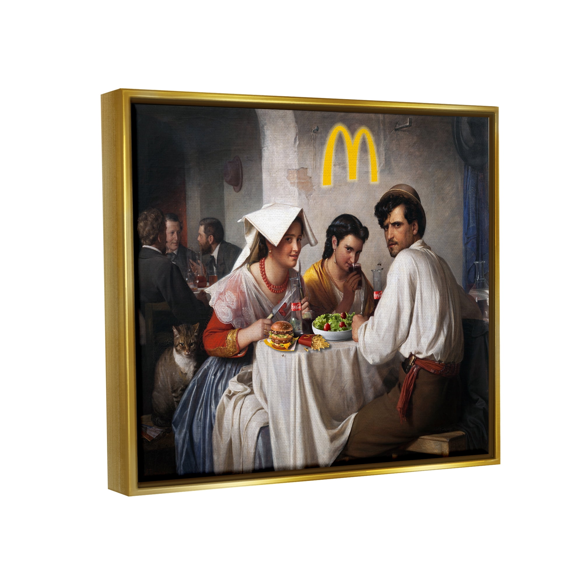 Stupell Industries Funny Classics Burger Joint Food & Beverage Painting Gold Floater Framed Art Print Wall Art, 31 x 25