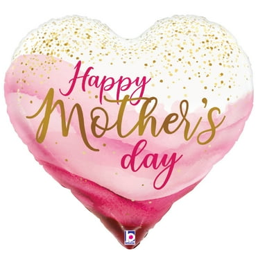 23 inch Betallic Mother's Day Pretty Pink Heart Foil Mylar Balloon - Party Supplies Decorations