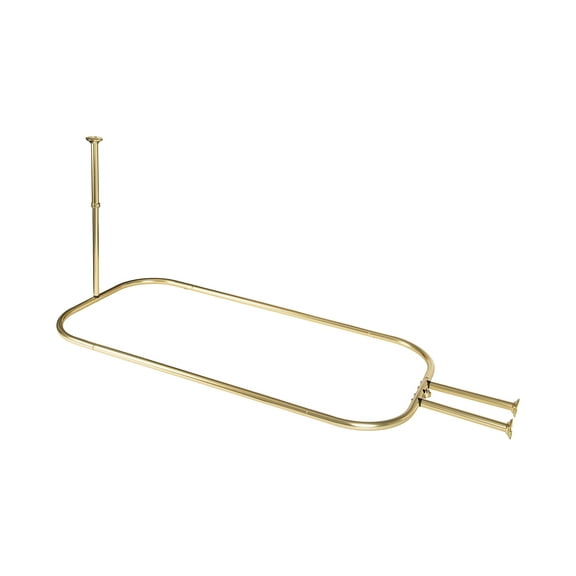 Utopia Alley Rustproof Wall Mounted Aluminum Hoop Shower Rod With Ceiling Support for Clawfoot Tub, 46 Inch Size by 22 Inch, Gold