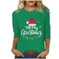 thumbnail image 2 of Elvqul Womens Ugly Shirts 3/4 Sleeve Tops Plus Size Christmas Green Crew Neck Shirts for Women Casual, 2 of 5