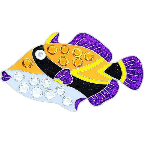 Navika HumuHumu Hawaiian State Fish Swarovski Crystal Ball Marker with Hat Clip, Gold, Purple, Black, White