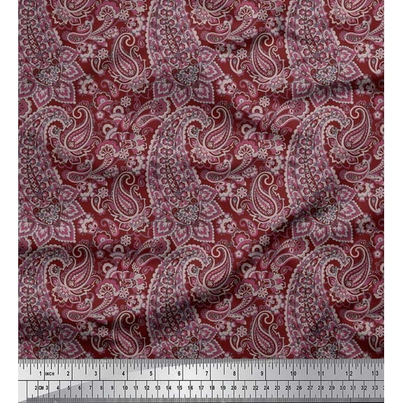 Soimoi Cotton Duck Fabric Artistic Paisley Fabric Prints by Yard 42 Inch Wide