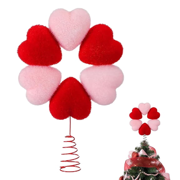 JHEHF Valentine'S Day Heart Tree Topper 11.8 Inch Large Heart Treetop Ornament Decorations for Valentines Day Wedding Holiday Birthday Home Gift Decor