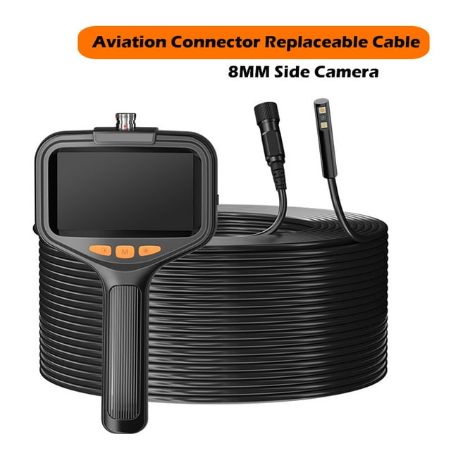Handheld Endoscope Camera 4.3 Inch Screen 2-100 Meter Rigid Cable HD1080P 8MM/5.5MM Front SIde Lens Pipe Inspection Borescope