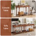 thumbnail image 5 of YOCWO Roman Column Console Table, Fluted Sofa Table with 2 Drawer and Open Shelf for Storage, Mid Century Modern Entryway Table for Living Room Hallway, Walnut, 5 of 6