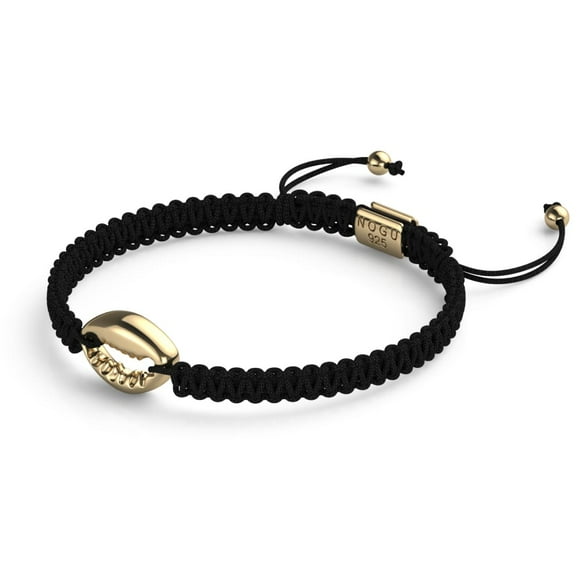 Bracelet Macramé Noir Coquillage Cowrie.925 Argent Sterling Or Vermeil