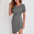 thumbnail image 2 of Vestido informal para mujer, vestido informal de manga corta abullonada para mujer, vestido de verano retorcido, construcción resistente, 2 of 6