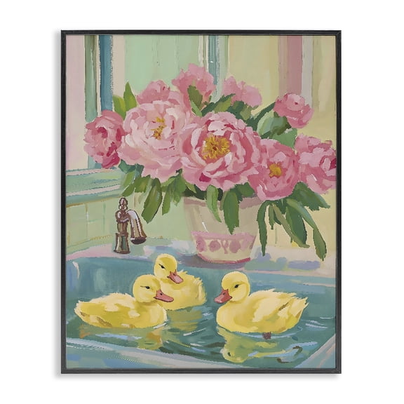 Stupell Industries Ducks in Sink Bath Black Framed Giclee Art, design by The Prints Vibe