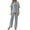 Grey, variant on Women's Summer 2 Piece Outfit 2 Piece Knit Spring Fall Lounge Set Short Sleeve Sweater Wide Leg Pant Suits Casual Cozy Black Small