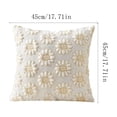 thumbnail image 3 of Sunflower Throw Pillow Cover Plush Embroidered Decorative Pillow Case 18 X 18 Inch Soft Textured Cushion Sham for Spring Summer Home Couch Sofa Bedroom Decor Beige 1 Pack, 3 of 5