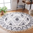 thumbnail image 2 of SAFAVIEH Moroccan Tassel Pemala Diamond Shag Area Rug, Grey/Ivory, 6'7" x 6'7" Round, 2 of 8