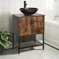 thumbnail image 3 of Eclife 24" Farmhouse Bathroom Vanity with Rustic Brown Top, Brown Glass Sink, 3 of 8