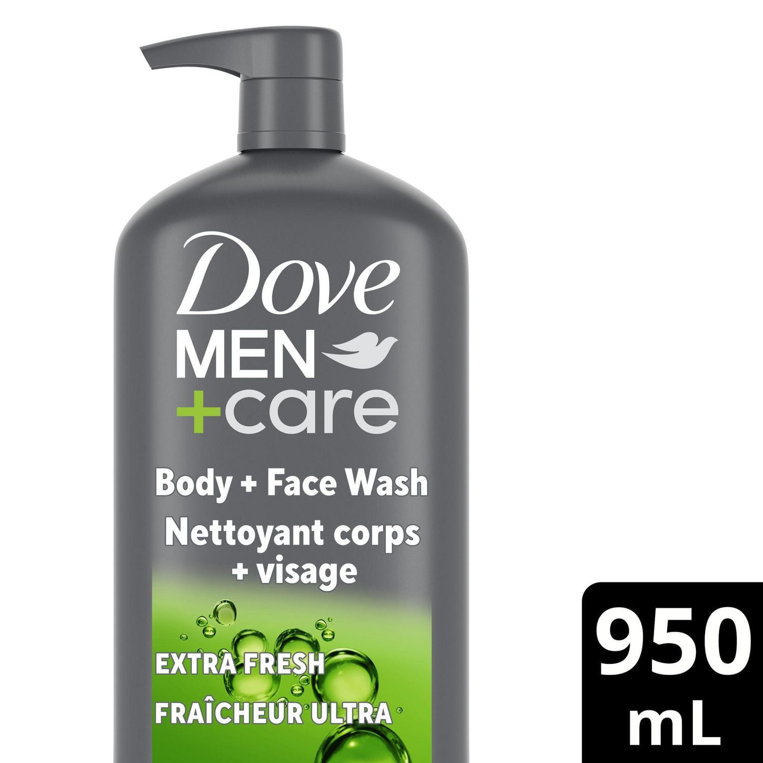 Dove Men+Care Refreshing Extra Fresh Body and Face Wash with 24-Hour Nourishing Micromoisture Technology Body Wash for Men, 950mL