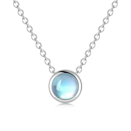 Cuoka Moonstone Necklace Rainbow Moonstone with 925 Sterling Silve Chain Pendant Necklaces Jewelry Birthday Xmas Gift for Women Girls Mom Wife Daughter