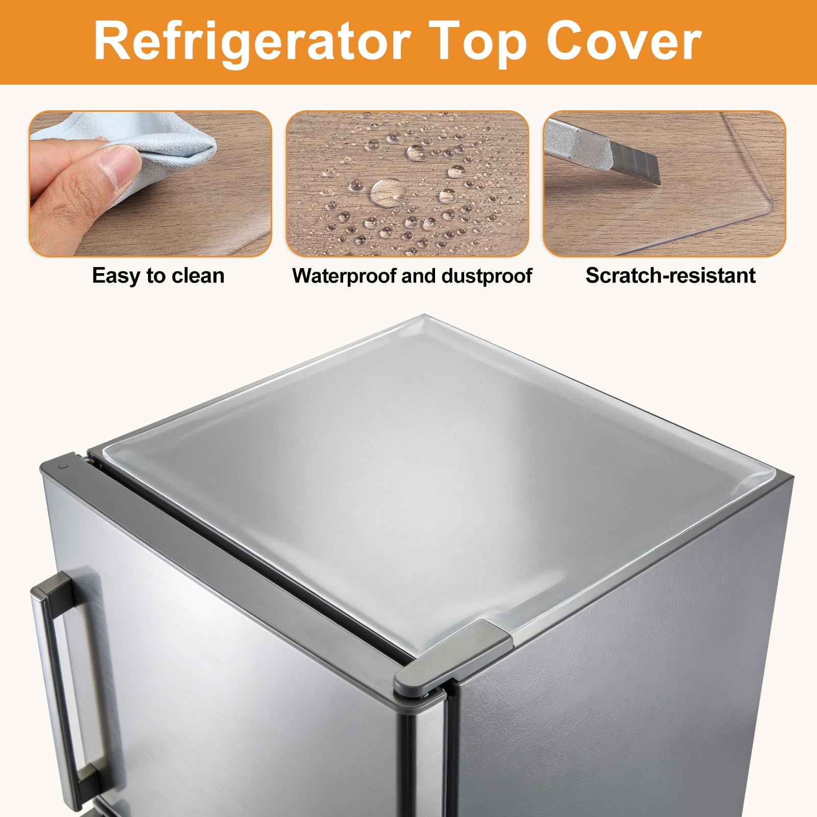 Uxcell Fridge Dust Cover (16''x 20'', Transparent) - Dustproof Refrigerator Top Covers Anti-Slip Washer Dryer Top Protector Mat for Freezer/Furniture/Home/Kitchen