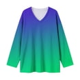 thumbnail image 5 of Perfectbot Plus Size Long Sleeve T-Shirt for Women, V Neck Tunic Tie Dye Print Loose Casual Tee Top Sizes L-5X, 5 of 6