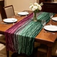 thumbnail image 5 of Yeciiwht Gradient Crinkle Table Runner – 71*35in Boho Sheer Gauze Table Flag for Wedding Party Decor, Multicolor Blended Draping Cloth for Dining & Event Tables, 5 of 6