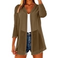 thumbnail image 5 of Hfnxid Lightweight Cardigans for Women Chiffon 3/4 Sleeve Sheer Shrug Casual Open Front Cover Up Casual Vacation Cardigans Khaki XXL, 5 of 8