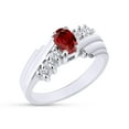 thumbnail image 3 of Oval Shape Natural Diamond And Simulated Garnet In 14K White Gold Over 925 Sterling Silver Ring Size 4.5, 3 of 4