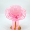thumbnail image 2 of ZQUUVOU Straw Sun Hat for Children Bow Ribbon Large Brimmed Summer Cute Straw Sun Hat Outdoor Sunshade Sun Protection Hat Pink, 2 of 4