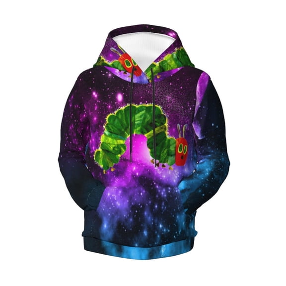 Boys Girls Hungry Caterpilla Pullover Hoodies 3D Print Novelty Colorful Kids Hoodie Sweatshirts with Pocket