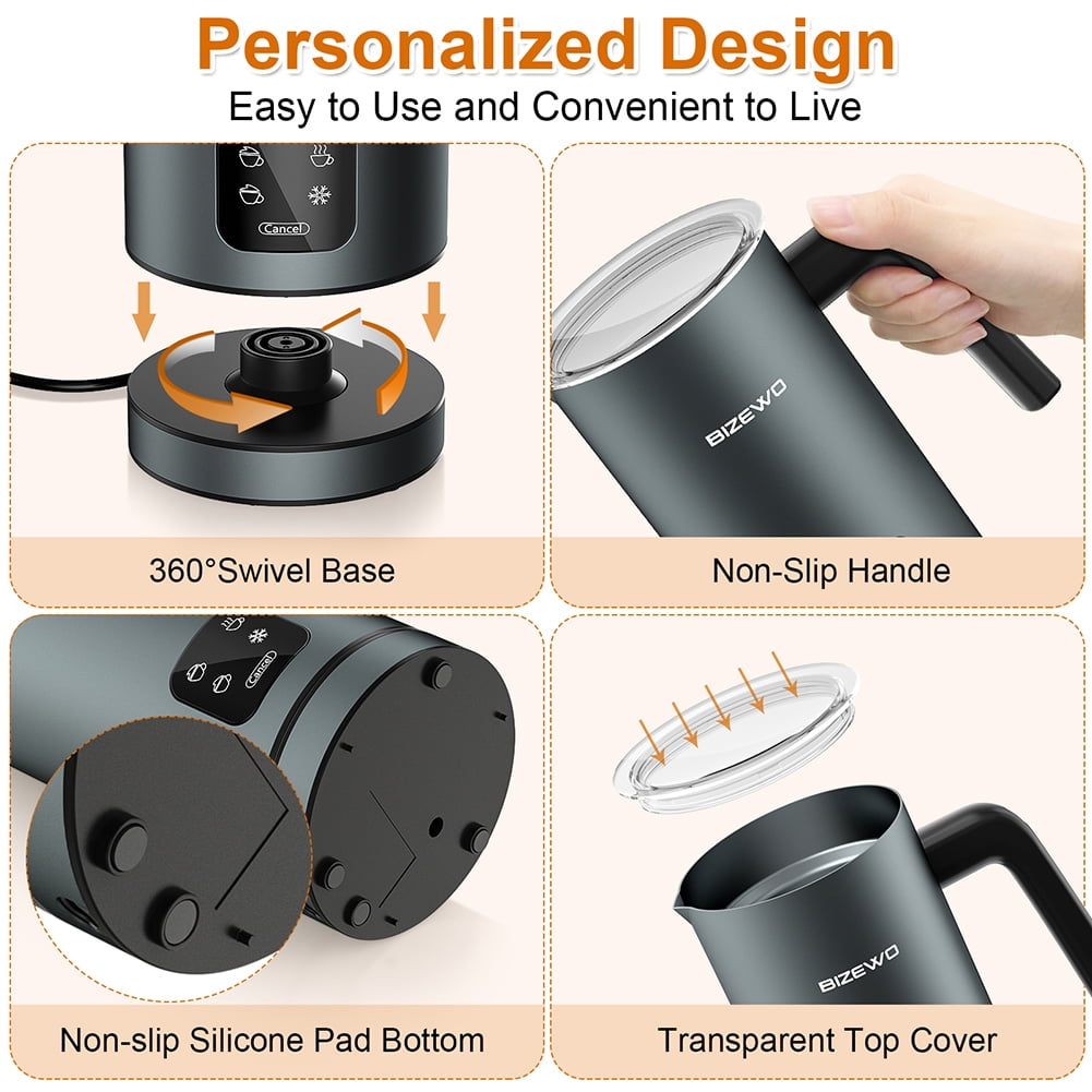Kepooman Milk Frother, 4 in 1 Electric Automatic Milk Steamer with LED Touch Screen Pan Kepooman Milk Frother, 4 in 1 Electric Automatic Milk Steamer with LED Touch Screen Pan