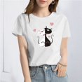 thumbnail image 2 of TSADFHJI Hauts pour Femmes Automne Coton Imprimé Chat T-Shirt TTG Beige, 2 of 5