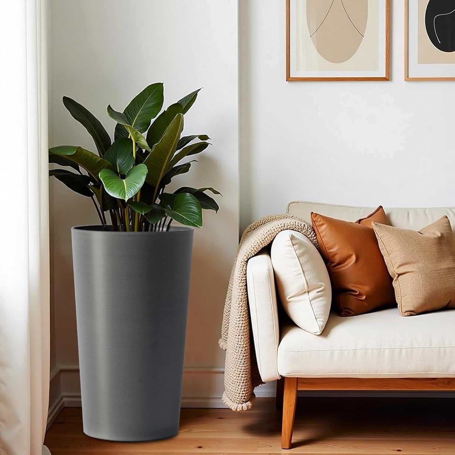 Modern Tall 21.7in Planters 2 Pack for Outdoor Plants