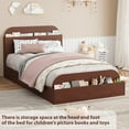 thumbnail image 4 of Yeshouse Estructura de cama de madera con cabecero y pie de cama con espacio de almacenaje, plataforma baja con listones de madera, sin somier, 4 of 8